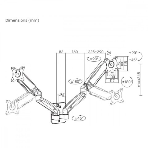 Uchwyt na dwa monitory naścienny MC-988 9kg max, 17-32 cale Maclean
