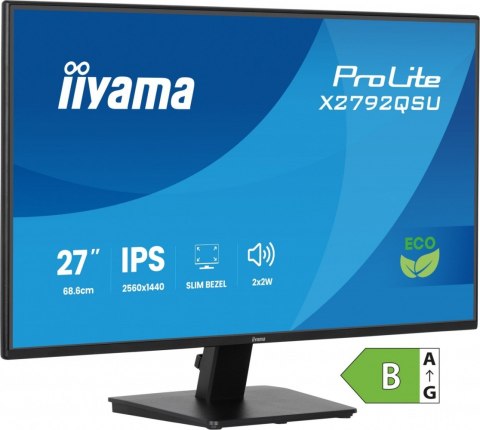 Monitor 27 cali X2792QSU-B1 IPS,QHD,120Hz,HDMI,DP, 350cd,1500:1, cienkie ramki, 2xUSB 3.2, ErP B IIYAMA