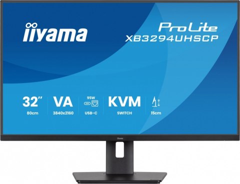 Monitor 31.5 cala XB3294UHSCP-B1.4K,VA,2xHDMI,DP,USB-C dock 95W, PIP,RJ45, 400cd, 2ms, 4xUSB, KVM,Sync,2x5W, HAS (150) PIVOT, IIYAMA