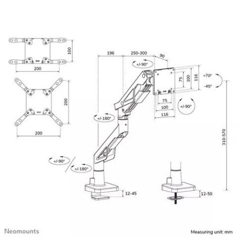Uchwyt do monitora DS70-256BL1 Gaming 24-57 2-30KG Neomounts
