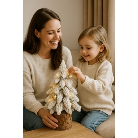 Choinka Ozdobna Dekoracyjna Sztuczna Na Pniu Pokryta Śniegiem 30 x 10 cm LEAN