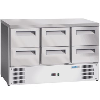 Stół chłodniczy 6 szuflad GN 1/1 368 l 304 W 1365x700x855 mm ARKTIC