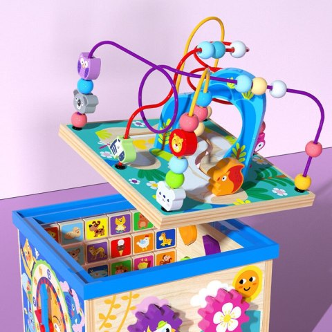 Układanka Edukacyjna Kostka Drewniana Sorter Alfabet Wzory LEAN Toys