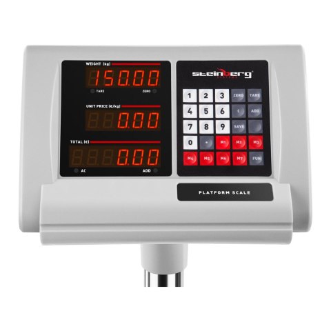 Waga platformowa magazynowa licząca 40x50cm zasilacz + akumulator 150kg / 10g Steinberg Systems