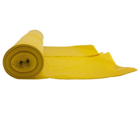 Worki na odpadki śmieci grube 80 mikr. wytrzymałe rolka 5szt. - żółte 240L MEVA