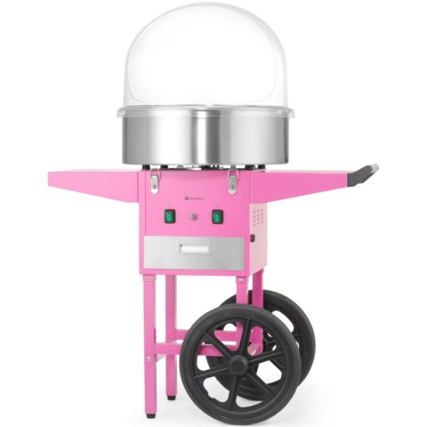 Maszyna urządzenie do waty cukrowej z wózkiem na kółkach bez pokrywy 1130 W - różowa Hendi