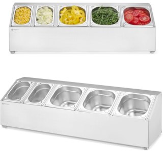 Stojak ekspozytor stalowy na pojemniki gastronomiczne 3x GN 1/6 2x GN 1/9 Hendi