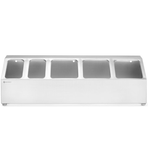 Stojak ekspozytor stalowy na pojemniki gastronomiczne 3x GN 1/6 2x GN 1/9 Hendi