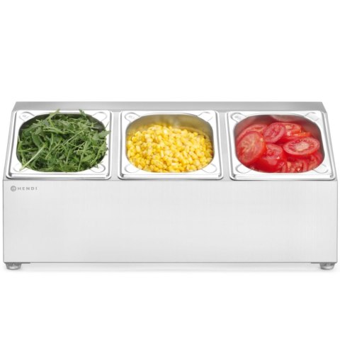 Stojak ekspozytor stalowy na pojemniki gastronomiczne 3x GN 1/6 Hendi