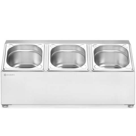 Stojak ekspozytor stalowy na pojemniki gastronomiczne 3x GN 1/6 Hendi