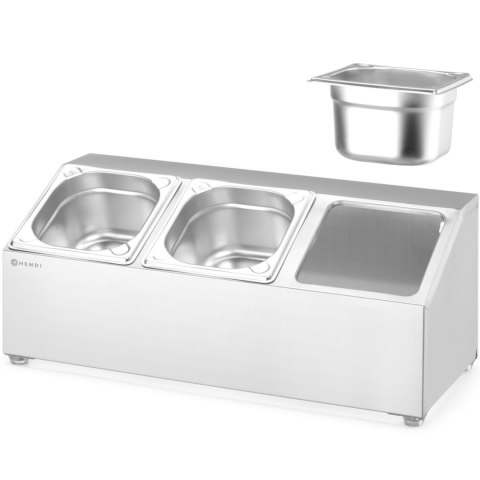 Stojak ekspozytor stalowy na pojemniki gastronomiczne 3x GN 1/6 Hendi