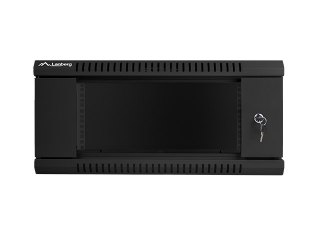 Szafa instalacyjna wisząca 19 cali 4U 600X450mm czarna (drzwi szklane) Lanberg