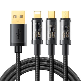 3w1 kabel przewód USB - USB-C / Lightning / micro USB 3.5 A 1.2m czarny JOYROOM