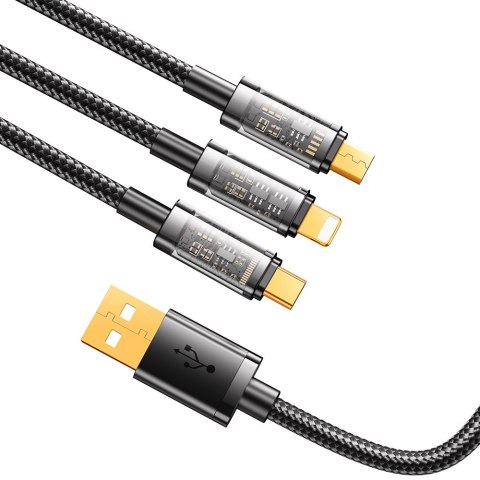 3w1 kabel przewód USB - USB-C / Lightning / micro USB 3.5 A 1.2m czarny JOYROOM