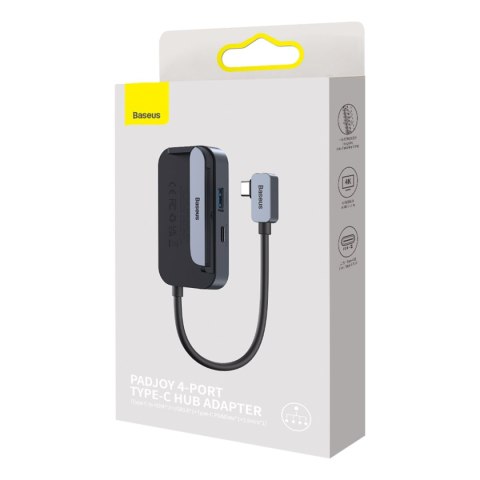 4w1 Rozdzielacz portów PadJoy HUB USB do tabletu smartfona USB-C HDMI mini jack ciemnoszary BASEUS