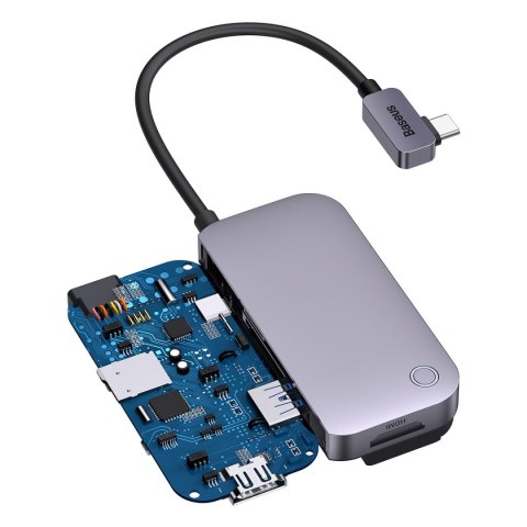 6w1 Rozdzielacz portów PadJoy HUB USB do tabletu smartfona USB-C HDMI SD TF ciemnoszary BASEUS