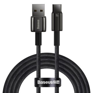 Mocny przewód kabel Tungsten Gold USB - USB-C 480Mb/s 100W 2m czarny BASEUS