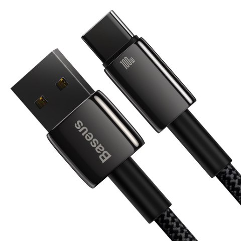 Mocny przewód kabel Tungsten Gold USB - USB-C 480Mb/s 100W 2m czarny BASEUS