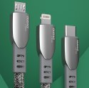 Wytrzymały przewód kabel pleciony USB - micro USB 5A 1m szary DUDAO