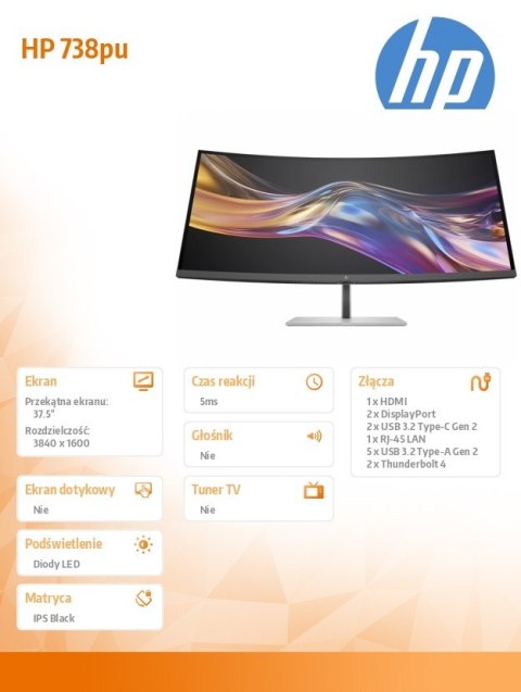 Monitor Pro seria 7 37.5 cala WQHD+ Thunderbolt 4 - 738pu HP Inc.