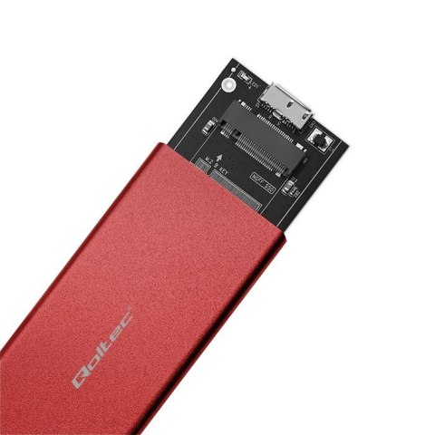 Obudowa | kieszeń na dysk M.2 SSD | SATA | NGFF | USB 3.0 | Superspeed 5Gb/s | 2TB | Czerwona Qoltec