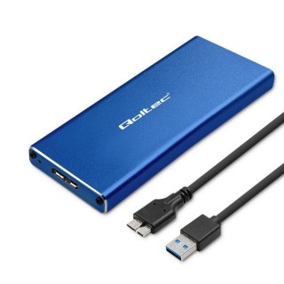 Obudowa | kieszeń na dysk M.2 SSD | SATA | NGFF | USB 3.0 | Superspeed 5Gb/s | 2TB | Niebieska Qoltec