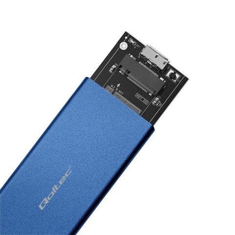 Obudowa | kieszeń na dysk M.2 SSD | SATA | NGFF | USB 3.0 | Superspeed 5Gb/s | 2TB | Niebieska Qoltec
