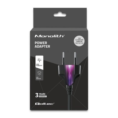 Zasilacz sieciowy do monitora LG/Samsung 65W | 19V | 3.42A | 6.5x4.4 |+kabel zasilający Qoltec