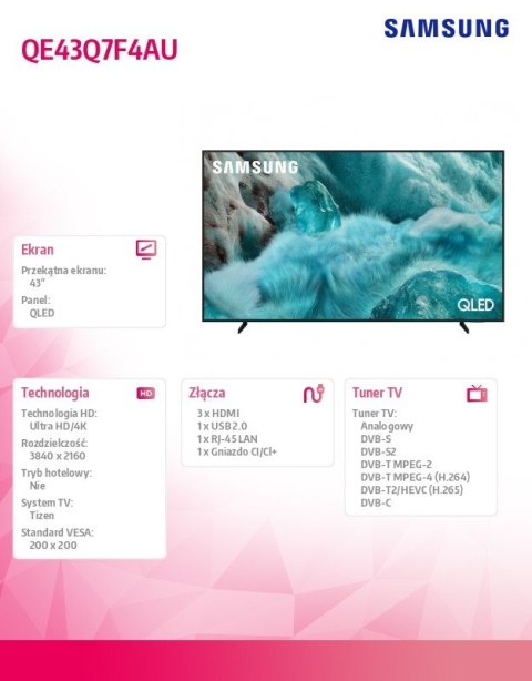 Telewizor QLED 43 cale QE43Q7F4AUXXH Samsung