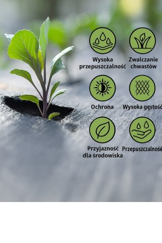 Agrotkanina Czarna 1,1x100m UV 135g Antychwastowa Agrowłóknina + Kotwy LEAN