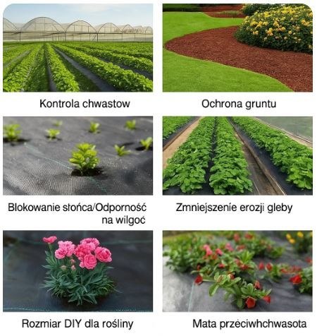 Agrotkanina Czarna 1,1x100m UV 135g Antychwastowa Agrowłóknina + Kotwy LEAN