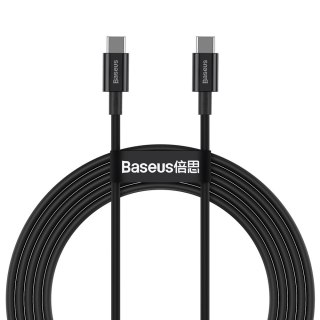 Kabel przewód Superior USB-C - USB-C szybkie ładowanie 100W 5A 2m - czarny BASEUS