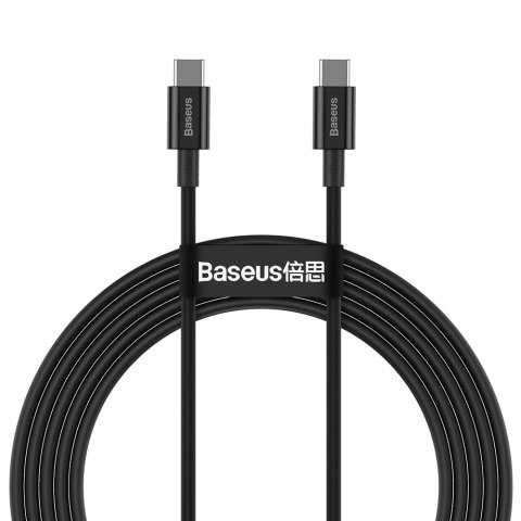 Kabel przewód Superior USB-C - USB-C szybkie ładowanie 100W 5A 2m - czarny BASEUS