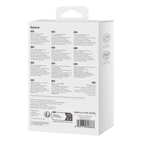 Ładowarka sieciowa Cube Pro 30W USB-C - czarna BASEUS