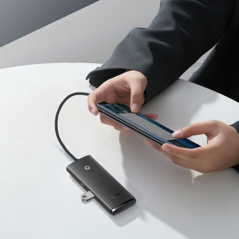 Rozdzielacz HUB 4-Portowy Lite Series USB-A do 4x USB-A 3.0 przewód 25cm - czarny BASEUS