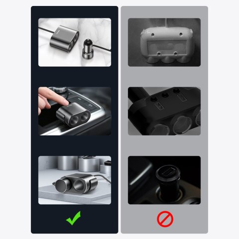 Rozdzielacz gniazda zapalniczki samochodowej ładowarka 2x USB 3.1A 17W czarny BASEUS