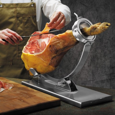 Stojak uchwyt do szynki dojrzewającej jamon serrano stalowy 595 x 215 x 300 mm Hendi