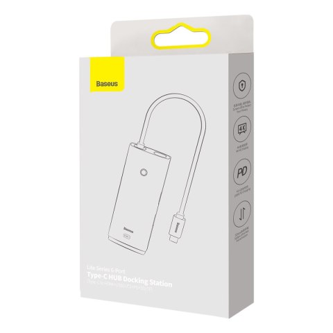 Wielofunkcyjny HUB Lite Series USB-C 2x USB PD HDMI SD/TF czarny BASEUS