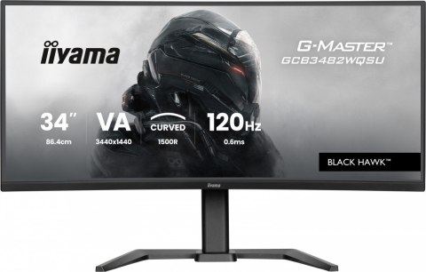 Monitor 34 cale G-Master GCB3482WQSU-B1,VA,UWQHD,120HZ,1500R, HDR400, 21:9, 500cd,2x5W, USB-c IIYAMA