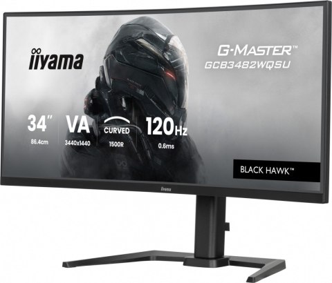 Monitor 34 cale G-Master GCB3482WQSU-B1,VA,UWQHD,120HZ,1500R, HDR400, 21:9, 500cd,2x5W, USB-c IIYAMA