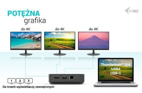 Stacja dokująca USB-C HDMI Dual DP Docking Station Power Delivery 100 W I-tec