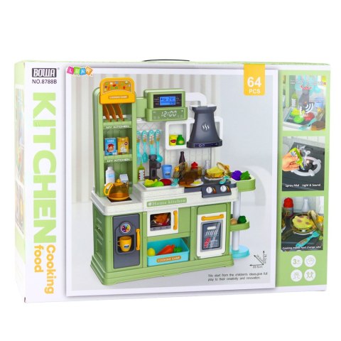 Kuchnia Dla Dzieci Obieg Wody Zmiana Koloru Żywności Para Zielona 64 el. LEAN Toys