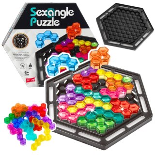Łamigłówka Logiczna Sexangle Puzzle Tetris 16 Klocków 112 Zadań LEAN Toys