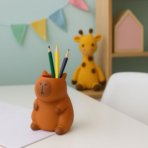 Pojemnik Na Długopisy Kapibara Figurka Organizer Brązowa 10 x7 cm LEAN