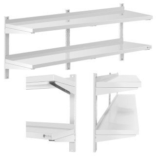 Półka ścienna wisząca gastronomiczna podwójna z regulacją STAL 150 x 40 cm Royal Catering
