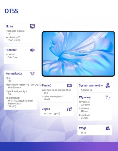 Tablet OT5S 4G 12 6/256GB Niebieski OUKITEL