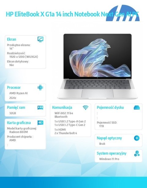 Notebook EliteBook X G1a AI7P360 1TB/32GB/W11P/14.0 B9ZX1ET HP Inc.