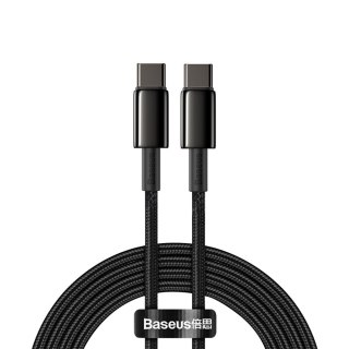 Kabel przewód USB-C - USB-C szybkie ładowanie 100W 2m - cały czarny BASEUS
