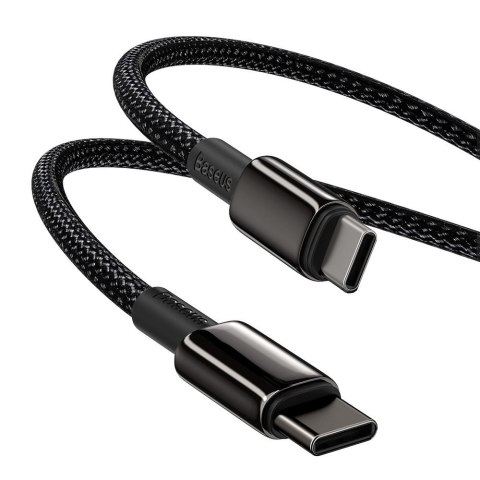 Kabel przewód USB-C - USB-C szybkie ładowanie 100W 2m - cały czarny BASEUS