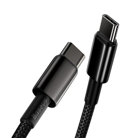 Kabel przewód USB-C - USB-C szybkie ładowanie 100W 2m - cały czarny BASEUS
